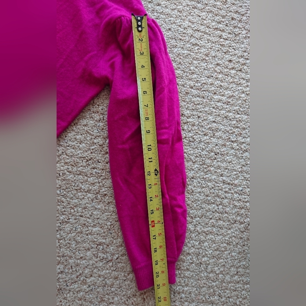 AQUA 100% Cashmere Balloon Sleeve Sweater in magenta size S - Picture 11 of 15